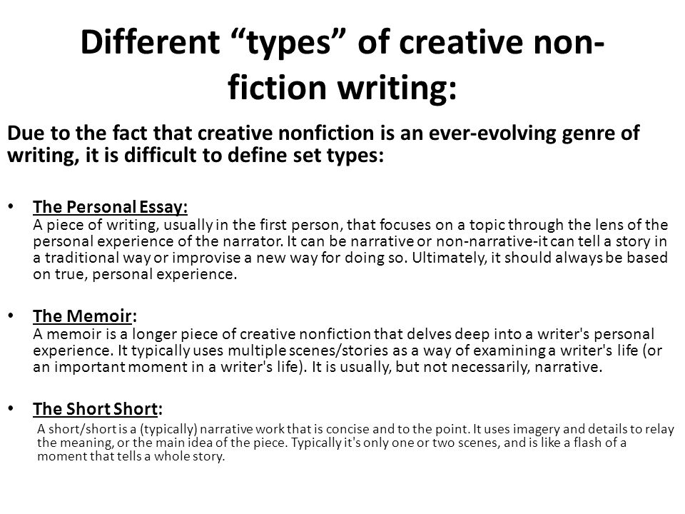 Creative Non-Fiction: What is it?